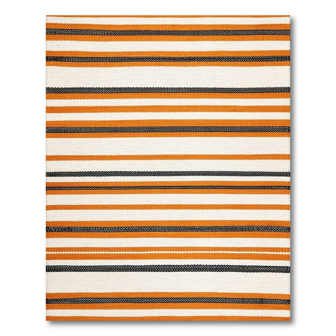 Orange Black Striped Geometric Area Rug