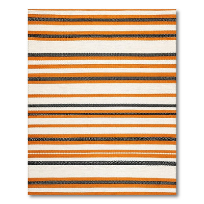 Orange Black Striped Geometric Area Rug