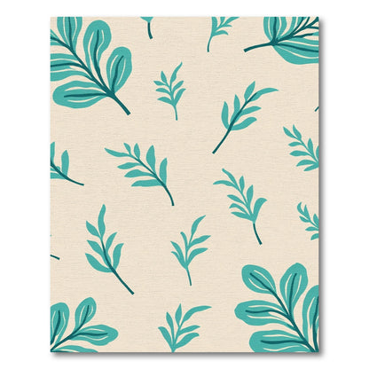 Teal Leaf Branch Pattern Rug