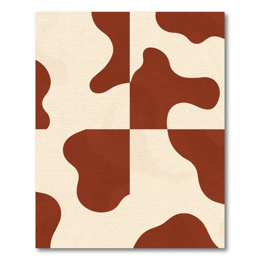 Cream Brown Abstract Cow Spots Rug