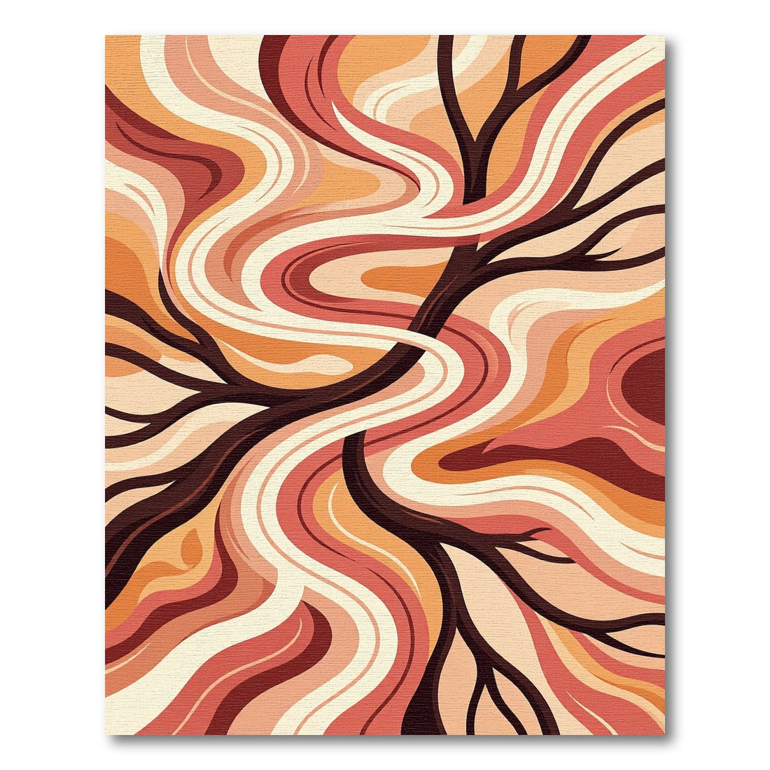 Earthy Swirls Tree Branches Abstract Rug