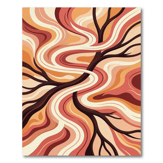 Earthy Swirls Tree Branches Abstract Rug