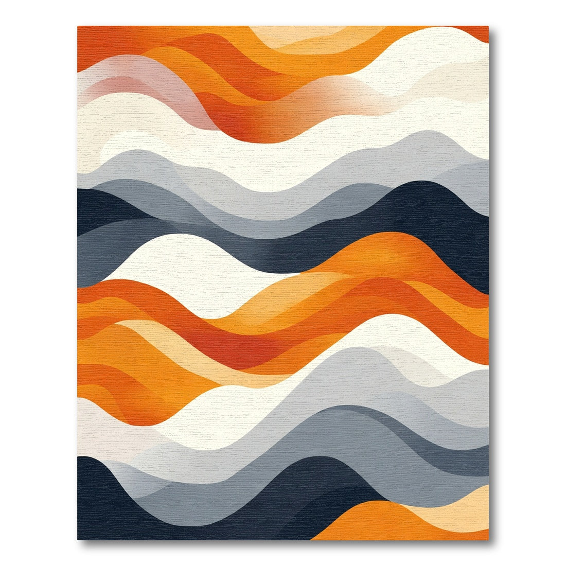 Modern Orange Blue Cream Wave Rug
