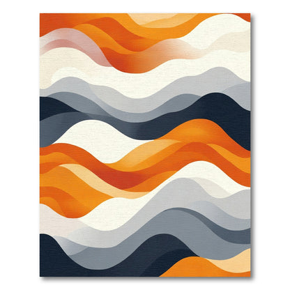 Modern Orange Blue Cream Wave Rug