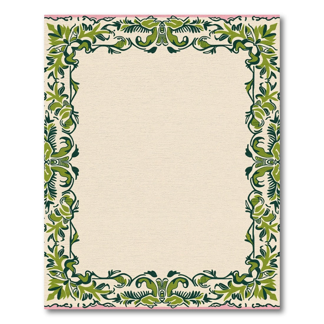 Serene Ivory Green Floral Scroll Rug