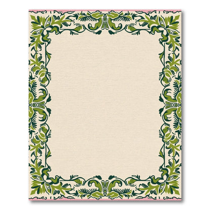 Serene Ivory Green Floral Scroll Rug