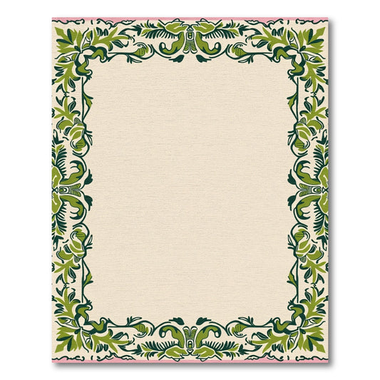 Serene Ivory Green Floral Scroll Rug