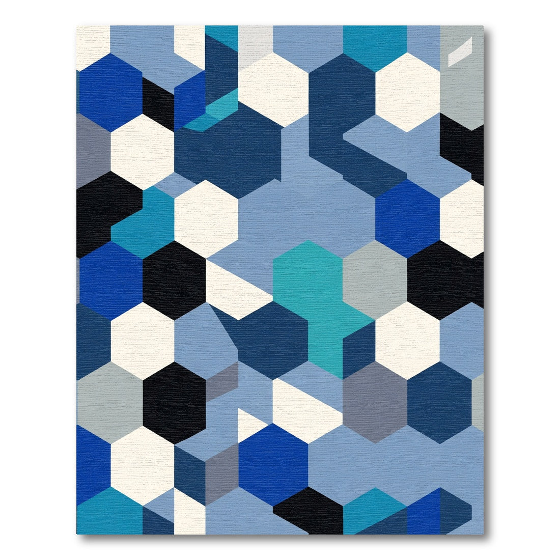 Navy Blue Hexagon Geometric Arrangement Rug