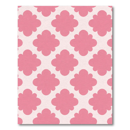 Pink Quatrefoil Grid Pattern Rug