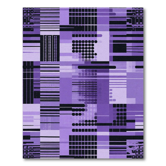 Purple Geometric Grid Abstract Rug