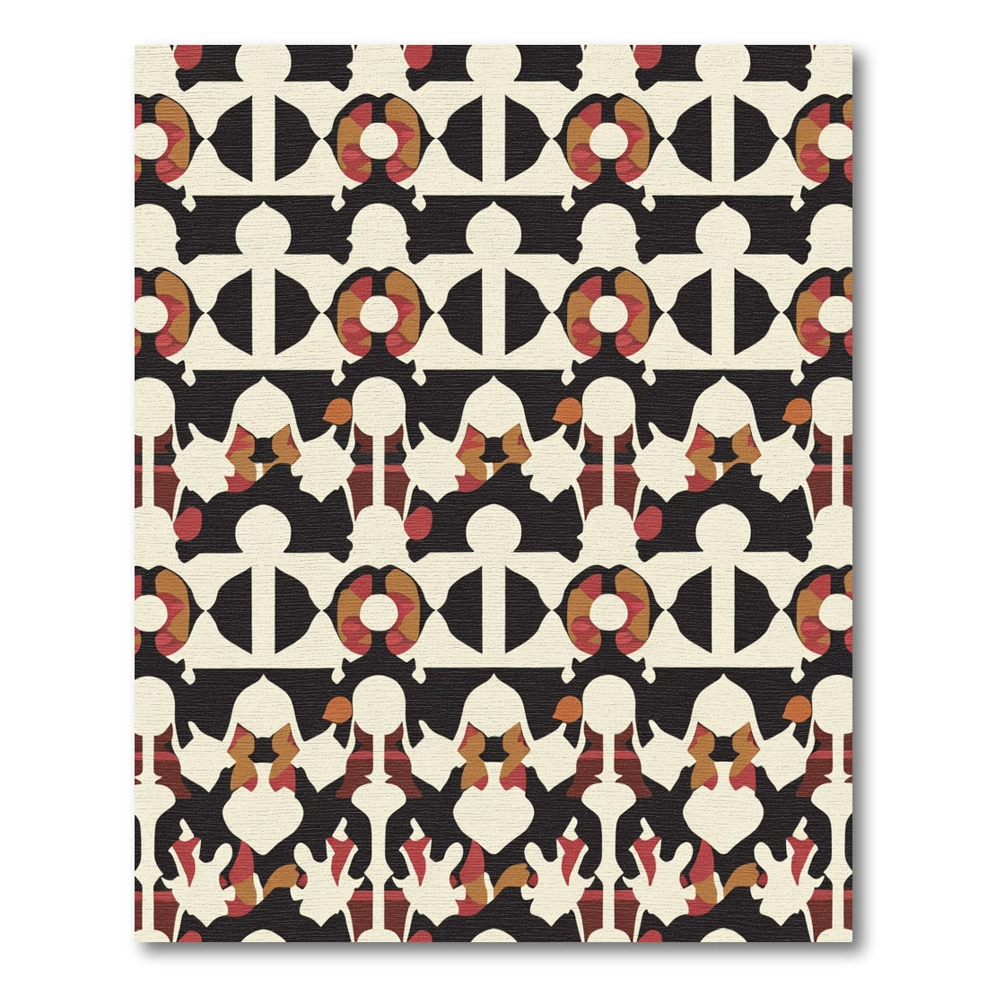 Retro Black Cream Geometric Arch Rug