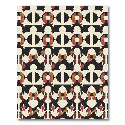 Retro Black Cream Geometric Arch Rug