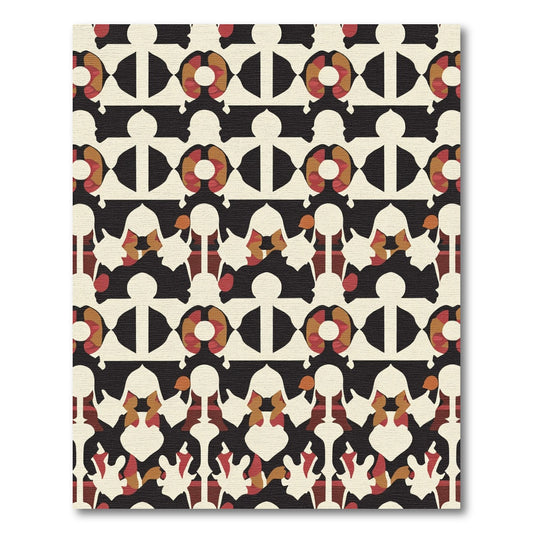 Retro Black Cream Geometric Arch Rug
