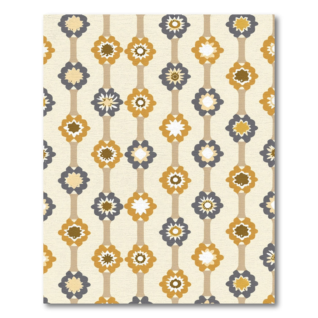 Golden Gray Floral Chain Rug