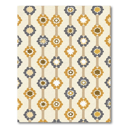 Golden Gray Floral Chain Rug