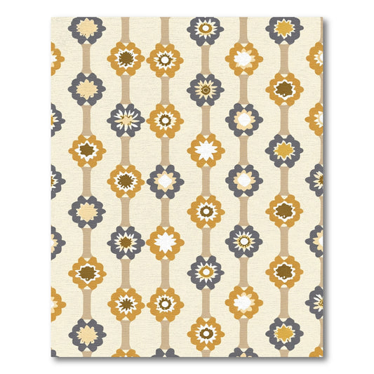 Golden Gray Floral Chain Rug