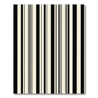 Vertical Black and Cream Lines Rug
