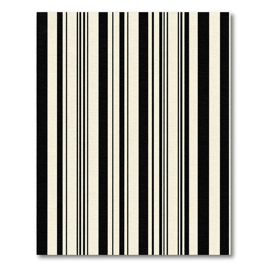 Vertical Black and Cream Lines Rug