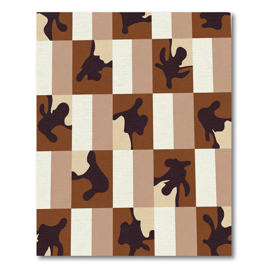 Modern Earthy Tone Abstract Squares Rug