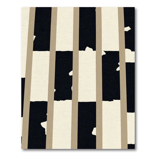Black Cream Vertical Stripe Abstract Rug