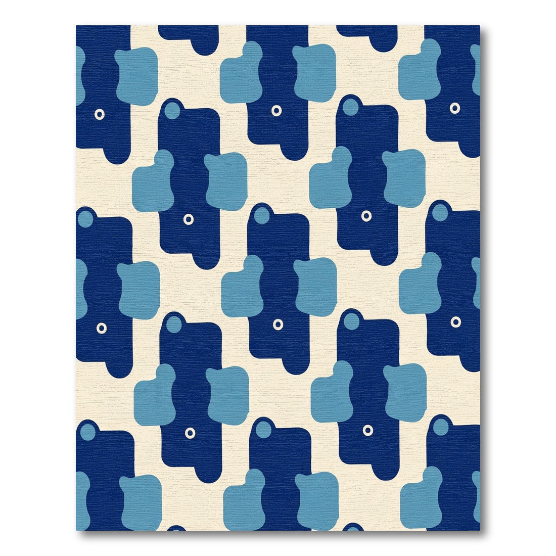 Modern Navy Blue Abstract Figures Rug