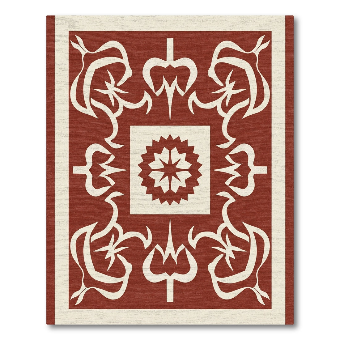 Terracotta Cream Abstract Symmetrical Garden Rug