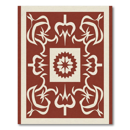 Terracotta Cream Abstract Symmetrical Garden Rug