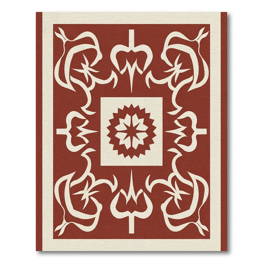 Terracotta Cream Abstract Symmetrical Garden Rug