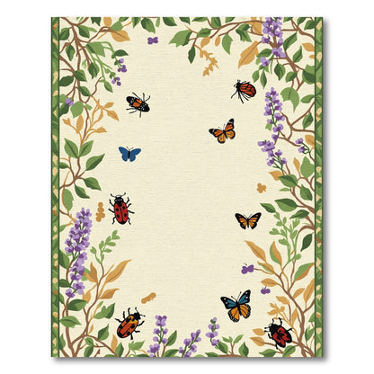 Whimsical Garden Butterfly Ladybug Border Rug
