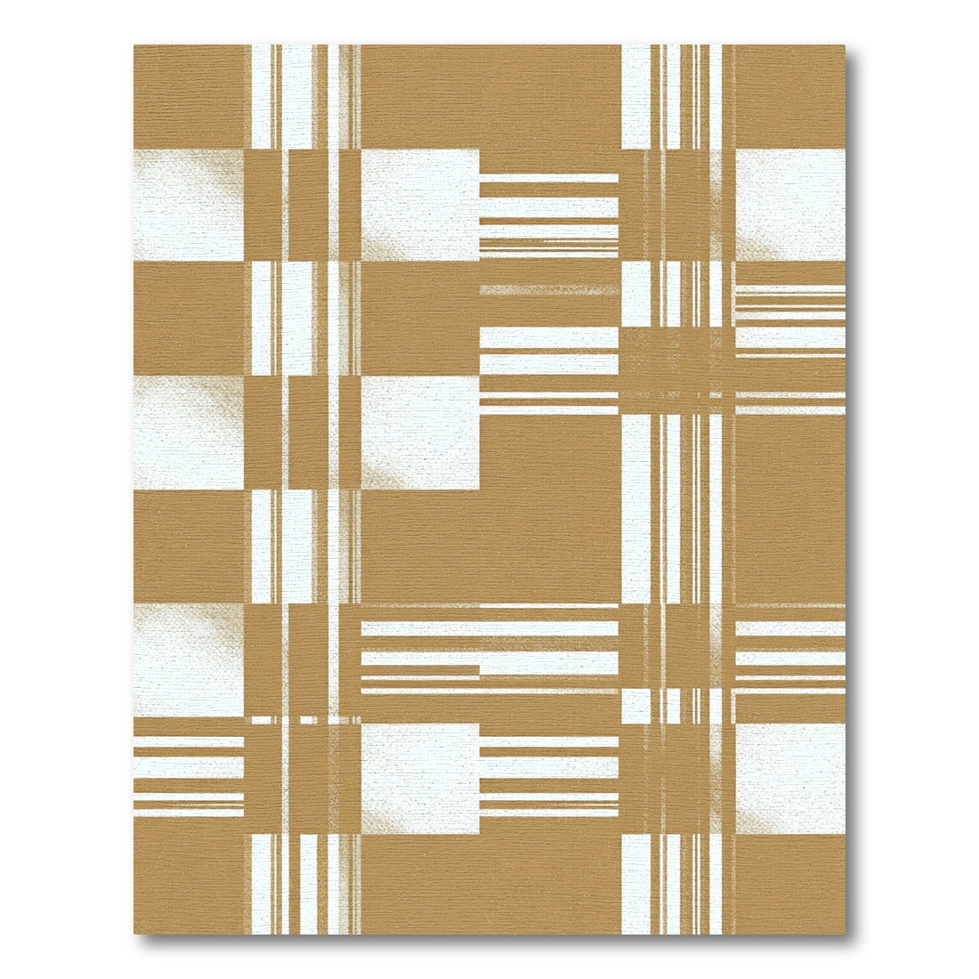 Golden White Geometric Block Plaid Rug