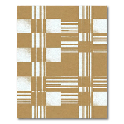 Golden White Geometric Block Plaid Rug