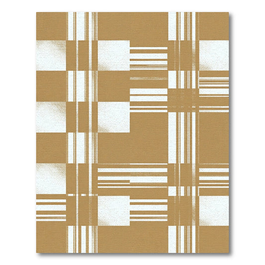 Golden White Geometric Block Plaid Rug
