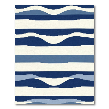Indigo Wave Stripe Abstract Rug