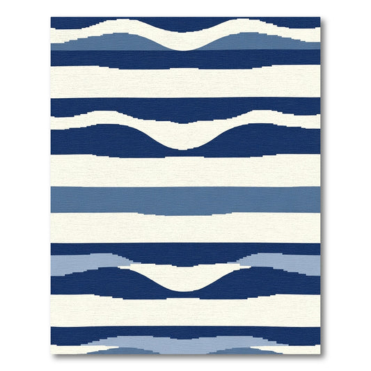 Indigo Wave Stripe Abstract Rug