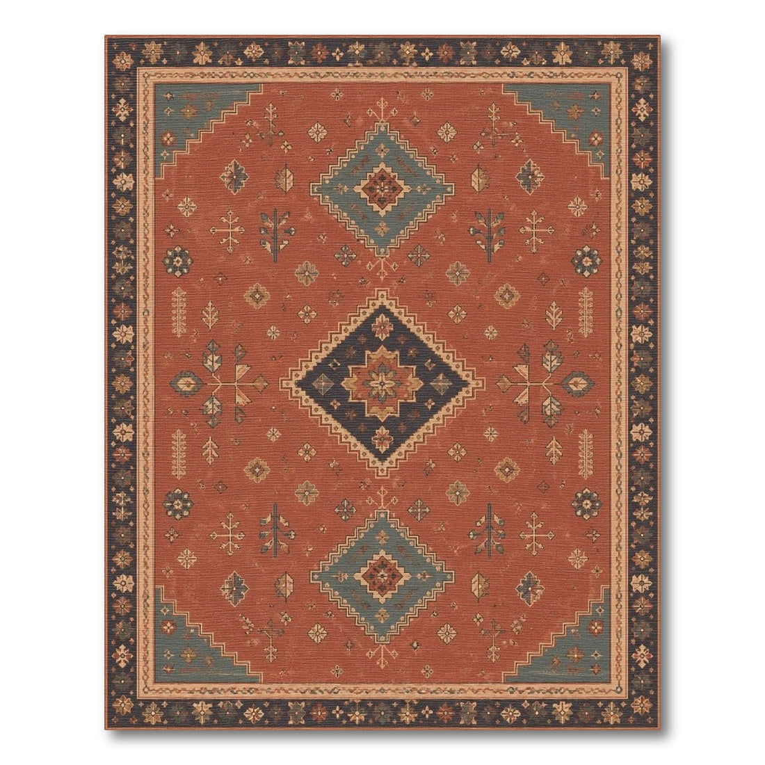 Red Southwestern Geometric Area Rug