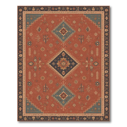 Red Southwestern Geometric Area Rug
