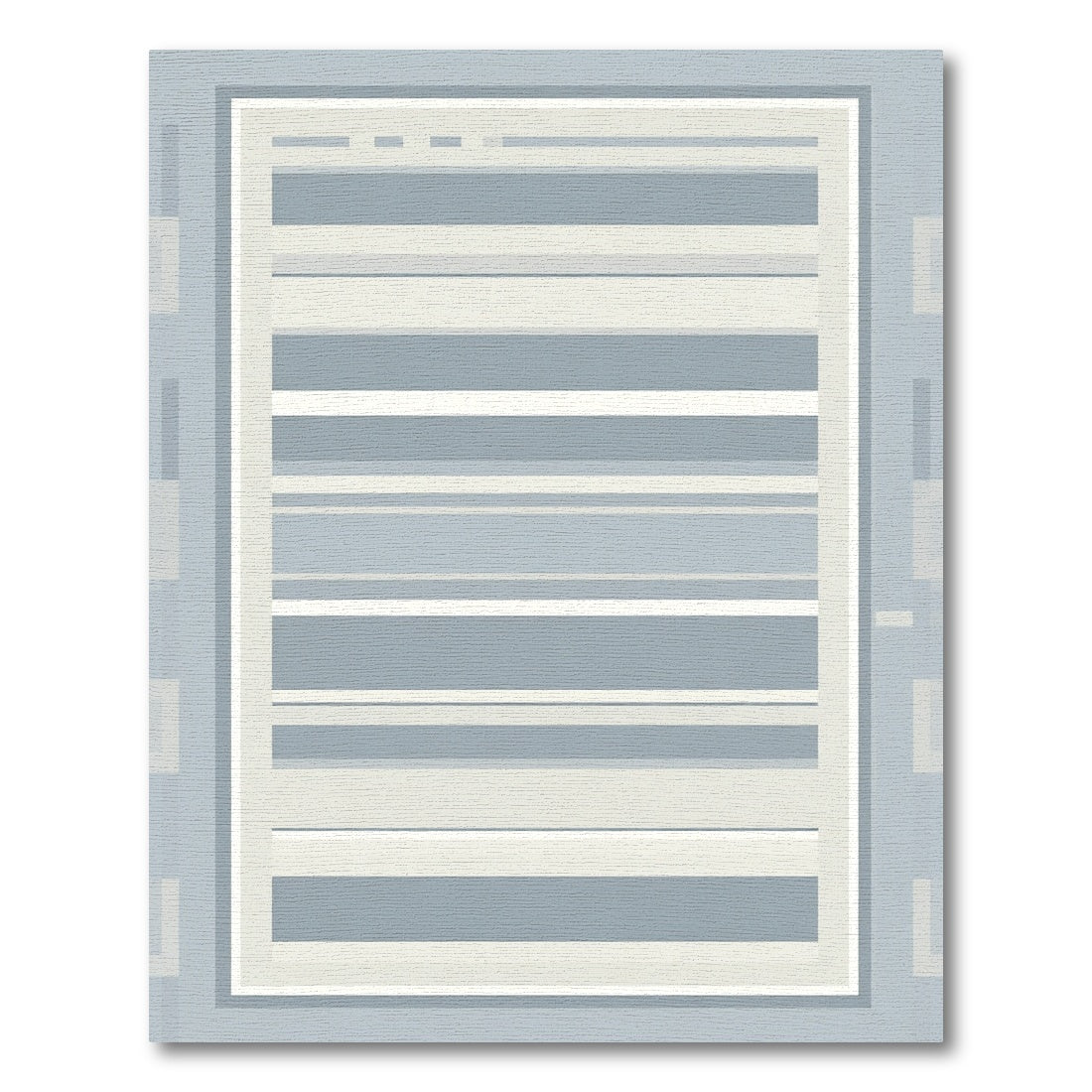 Soft Blue White Stripe Frame Rug
