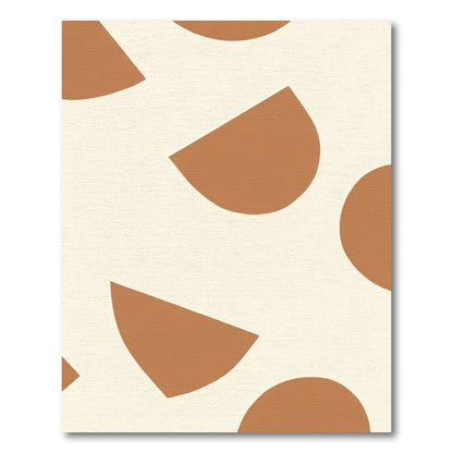 Terracotta Cream Abstract Halves Rug