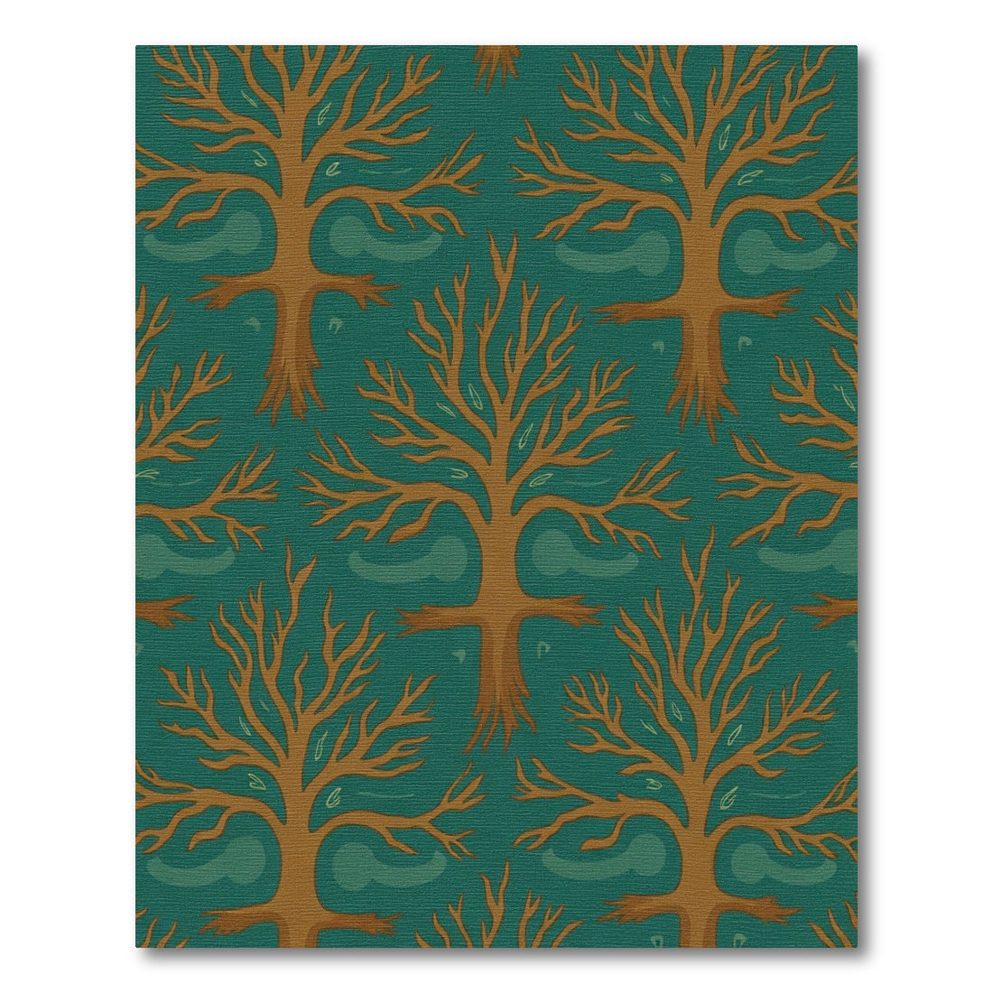 Autumn Tree Swirl Teal Rug
