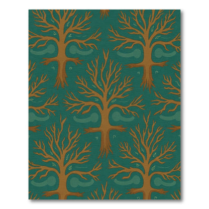 Autumn Tree Swirl Teal Rug