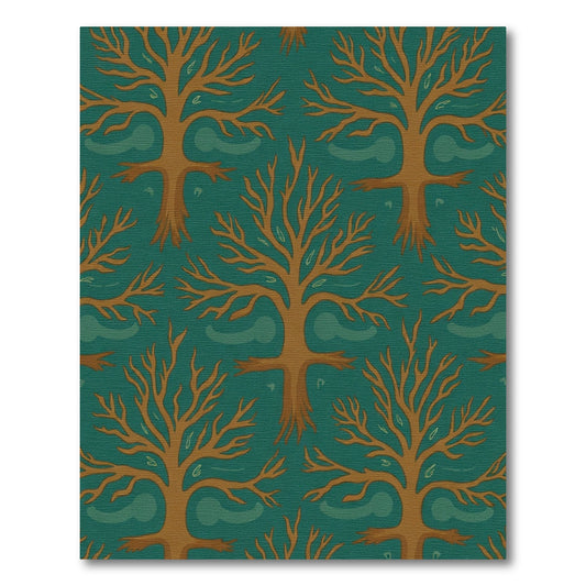 Autumn Tree Swirl Teal Rug