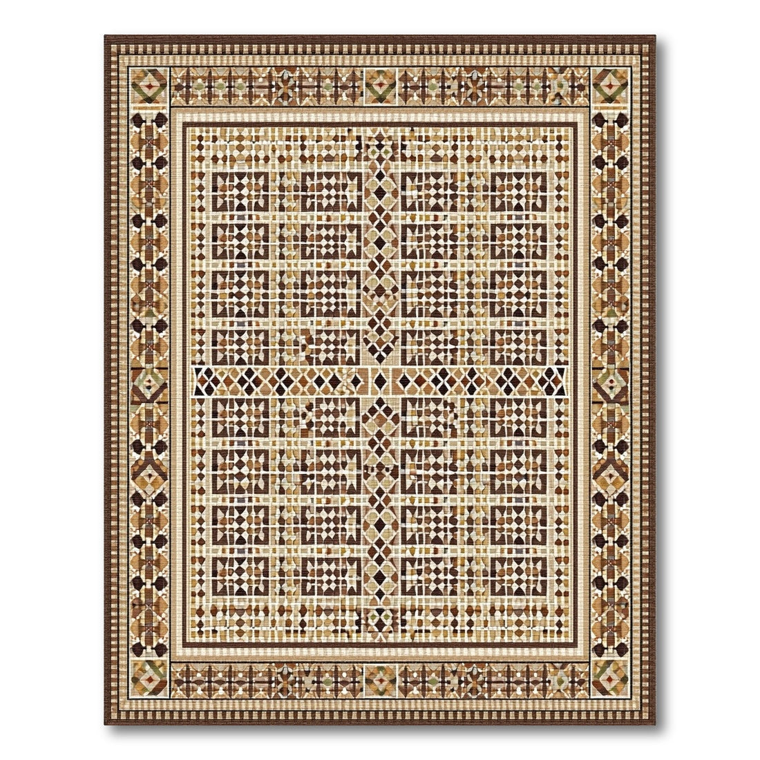Geometric Brown Tan Area Rug