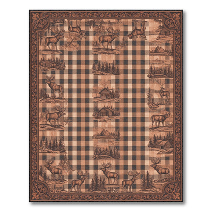Rustic Moose Checkered Area Rug