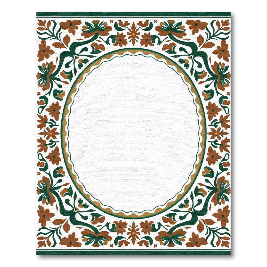Terracotta Floral Vine Border Rug