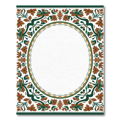 Terracotta Floral Vine Border Rug