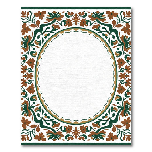 Terracotta Floral Vine Border Rug