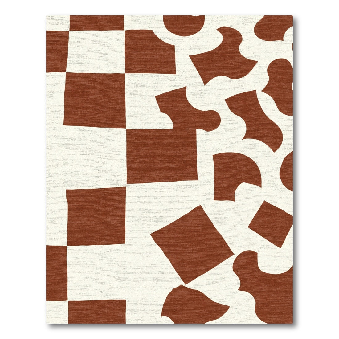 Terra Cotta White Abstract Shapes Rug