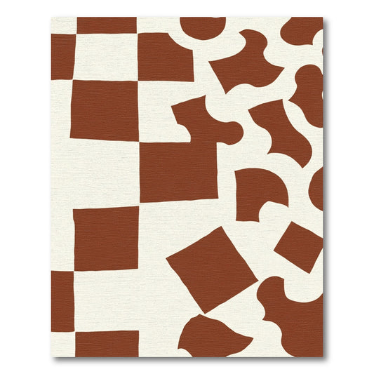 Terra Cotta White Abstract Shapes Rug