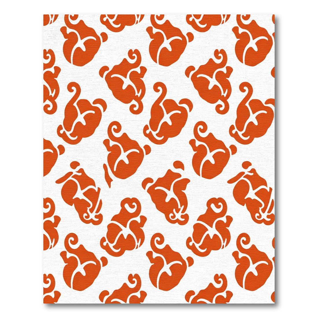 Vivid Orange Floral Swirl Repeating Rug