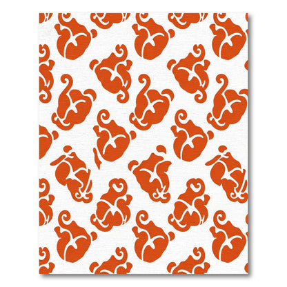 Vivid Orange Floral Swirl Repeating Rug